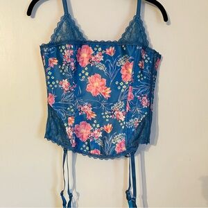 Adore Me Zoie Blue Floral Corset Top Bustier Size Small